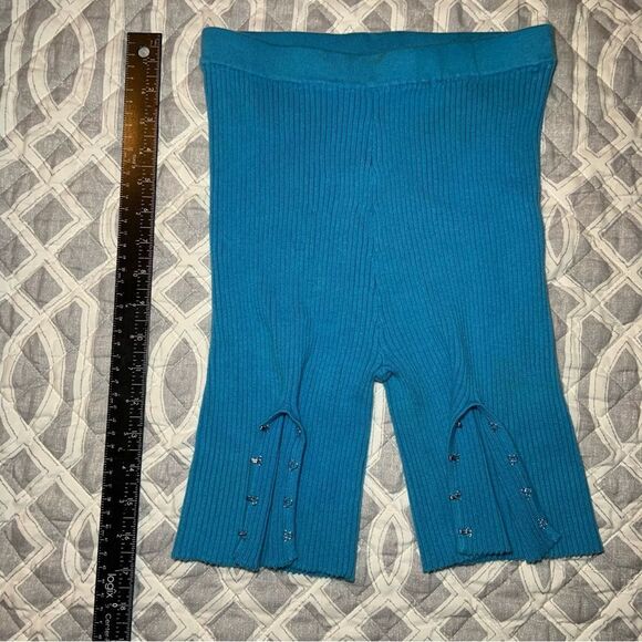 Sz Small Bright Blue Ethically Made Ribbed Strecthy Cotton shorts by Find me now
